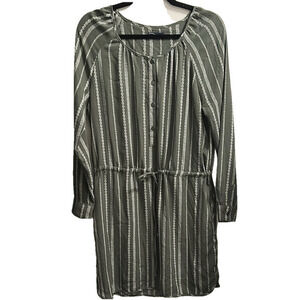 GAP Green and White Ruched Tie Front Sundress